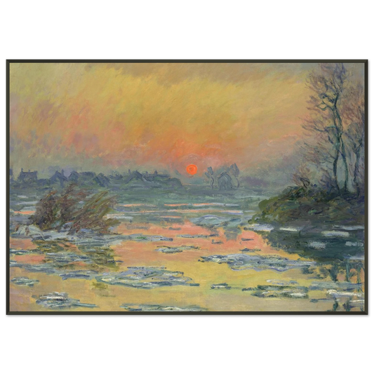 claude monet  Sunset on the Seine in Winter Framed Art Print  - Aluminum Frame - 21x29.7 cm / 8x12"