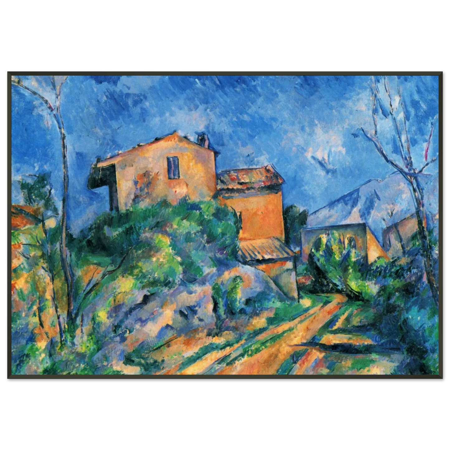 Paul Cezanne  Maison Maria with a View of Chateau Noir Framed Art Print  - Aluminum Frame - 21x29.7 cm / 8x12"