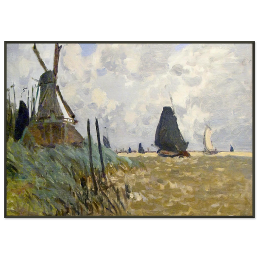 claude monet  Windmill near Zaandam Framed Art Print  - Aluminum Frame - 21x29.7 cm / 8x12"