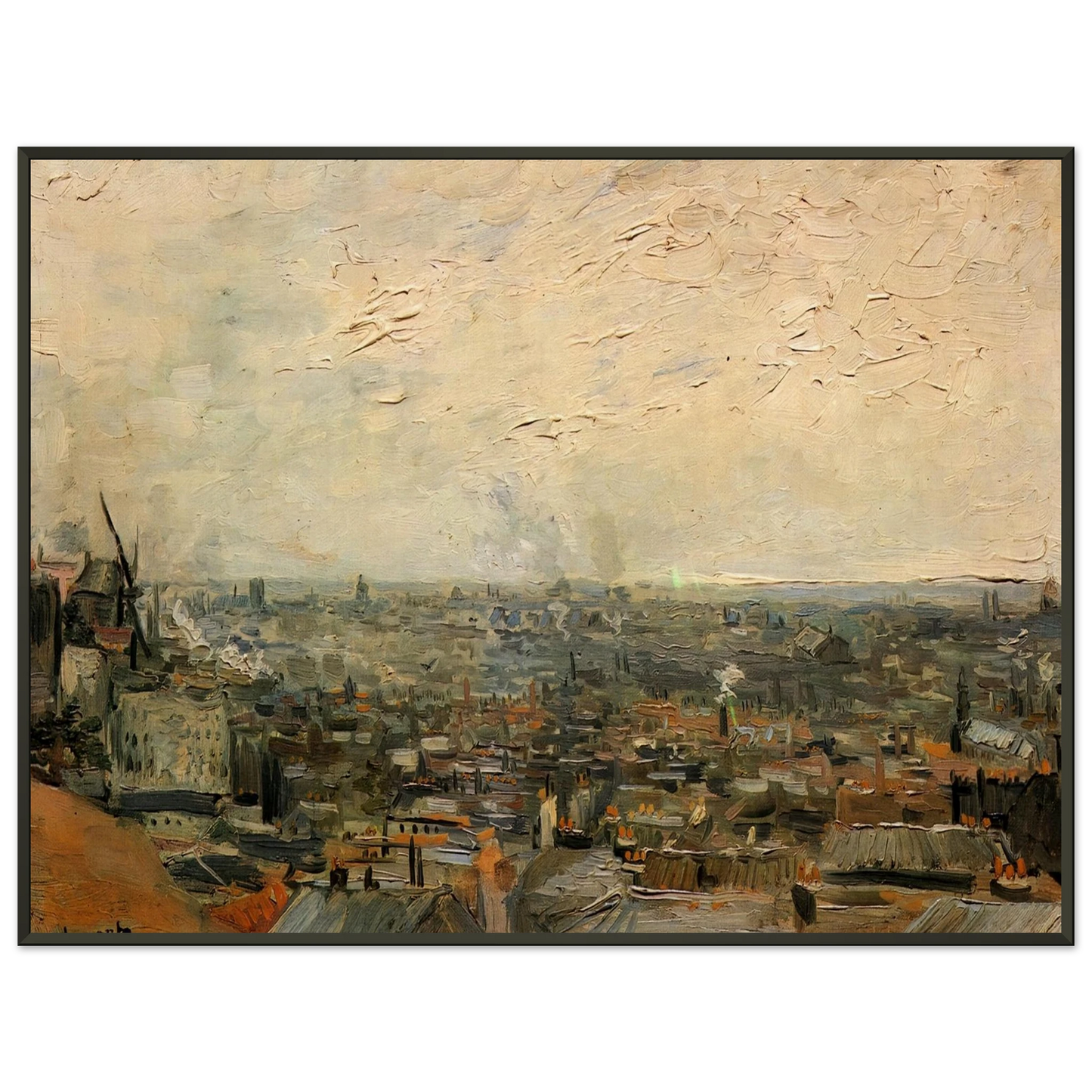 Vincent van Gogh  View of Paris from Montmartre Framed Art Print  - Aluminum Frame - 60x80 cm / 24x32 inches