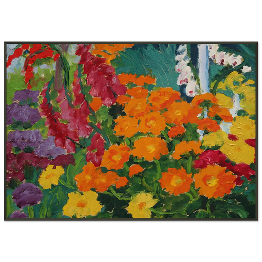 Emil Nolde  Flower garden marigolds Framed Art Print  - Aluminum Frame - 21x29.7 cm / 8x12"