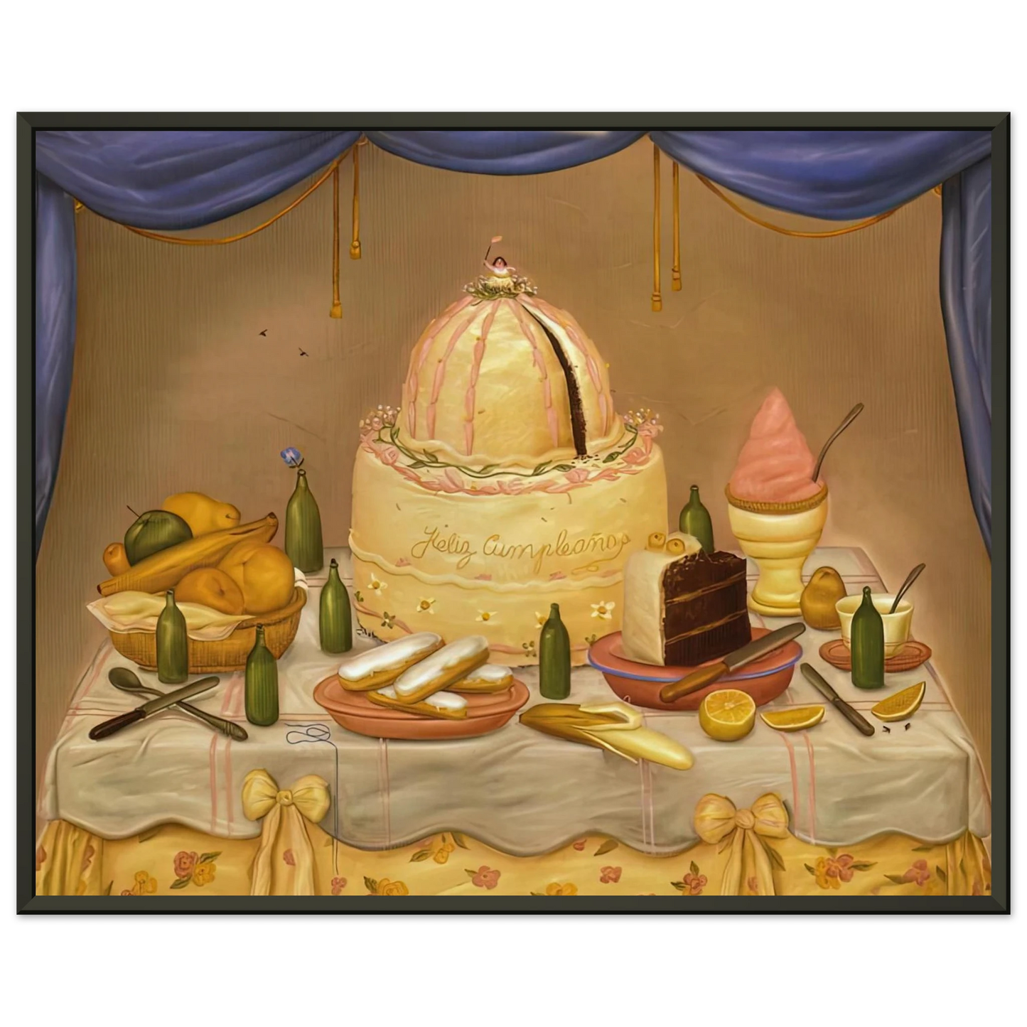 Fernando Botero  HAPPY BIRTHDAY Framed Art Print  - Aluminum Frame - 60x80 cm / 24x32 inches