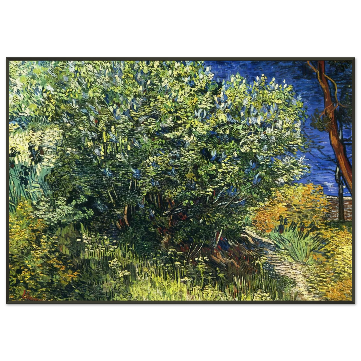 Vincent van Gogh  Lilac Bush Framed Art Print  - Aluminum Frame - 21x29.7 cm / 8x12"