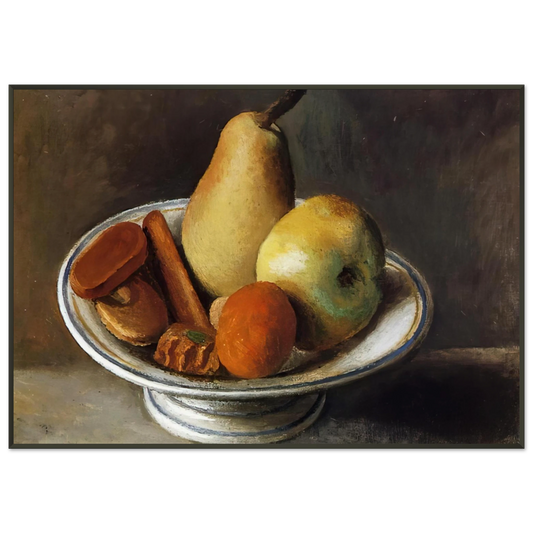 Pablo Picasso  Fruit Bowl with Fruit  1918 Framed Art Print  - Aluminum Frame - 21x29.7 cm / 8x12"