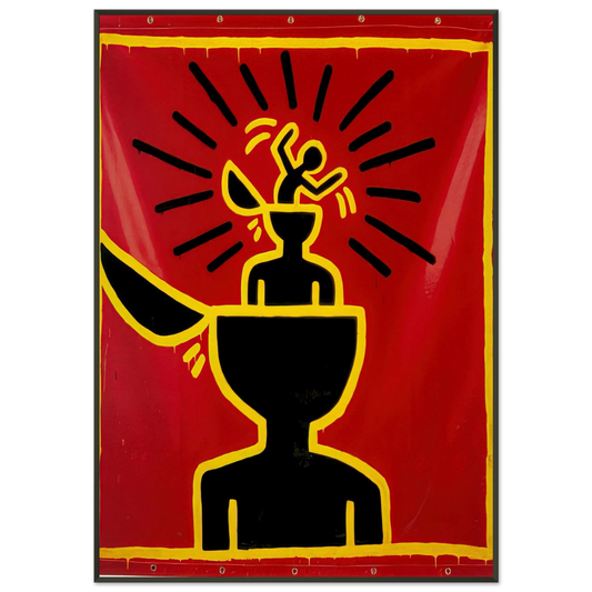Keith Haring  UNTITLED 1982 Framed Art Print  - Aluminum Frame - 21x29.7 cm / 8x12"