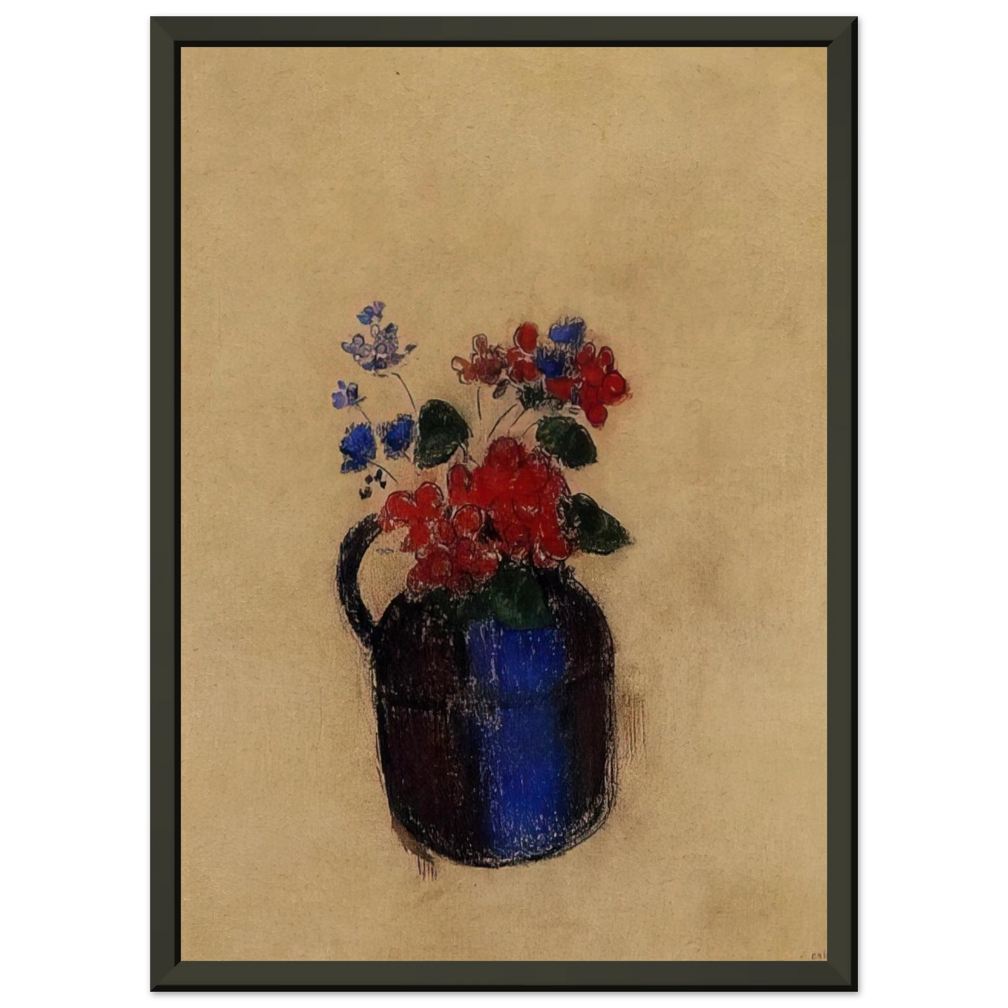 Odilon Redon  SMALL BOUQUET IN A PITCHER Framed Art Print  - Aluminum Frame - 60x80 cm / 24x32 inches
