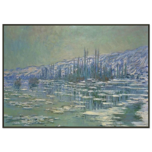 claude monet  Ice Floes on Siene Framed Art Print  - Aluminum Frame - 21x29.7 cm / 8x12"