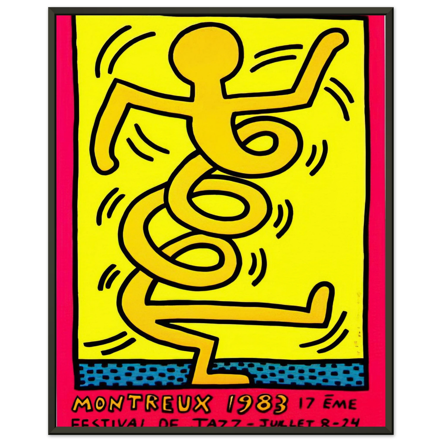 Keith Haring  MONTREUX 1983 Framed Art Print  - Aluminum Frame - 70x100 cm / 28x40 inches