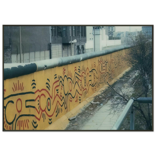 Keith Haring  BERLIN MURAL 1986 Framed Art Print  - Aluminum Frame - 21x29.7 cm / 8x12"