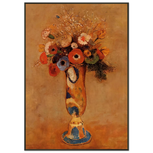 Odilon Redon  WILDFLOWERS IN A LONG NECKED VASE Framed Art Print  - Aluminum Frame - 21x29.7 cm / 8x12"