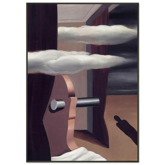 Rene Magritte  THE CATAPULT OF DESERT 1926 Framed Art Print  - Aluminum Frame - 21x29.7 cm / 8x12"