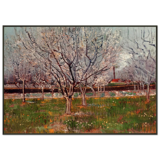 Vincent van Gogh  Orchard in Blossom Plum Trees Framed Art Print  - Aluminum Frame - 21x29.7 cm / 8x12"