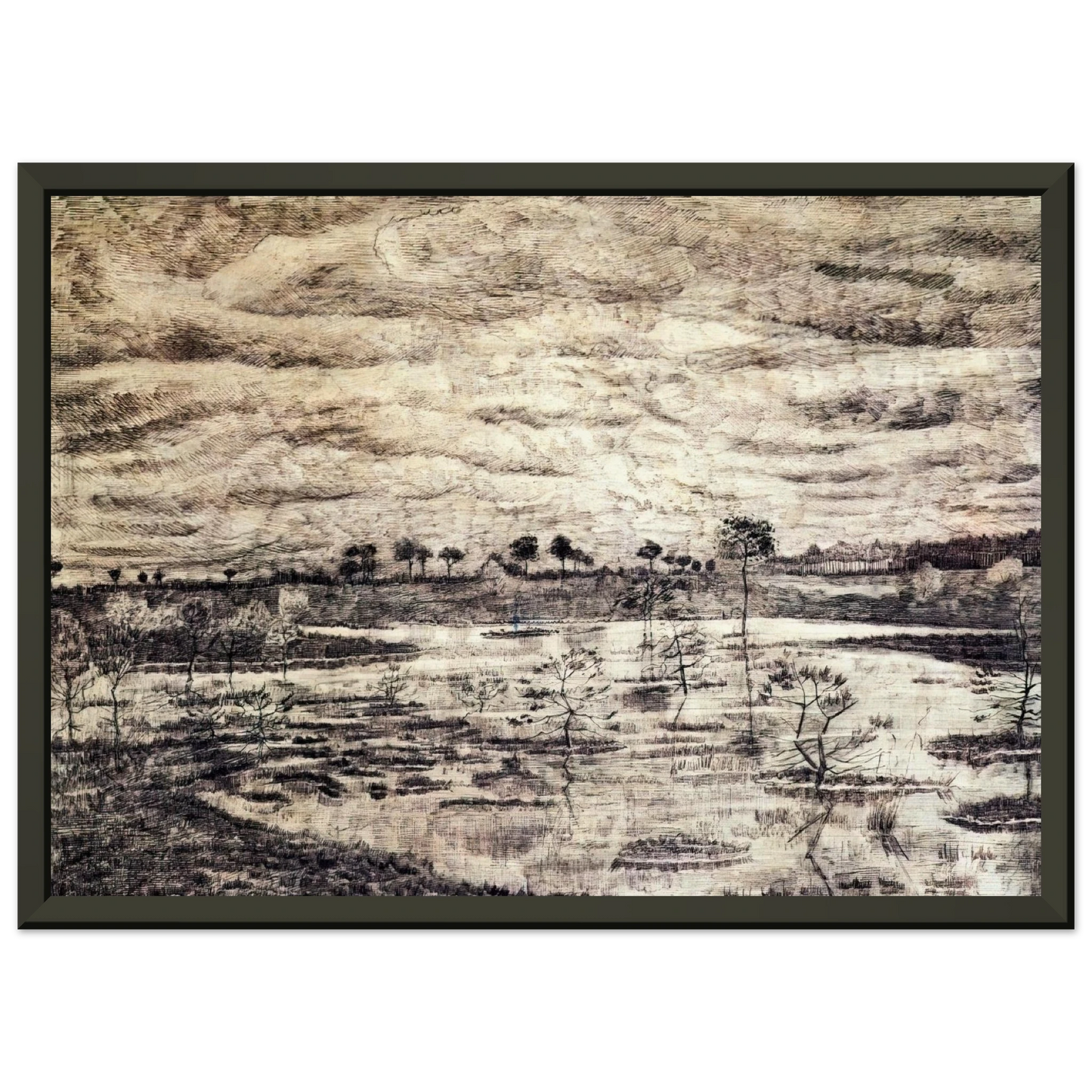 Vincent van Gogh  A Marsh Framed Art Print  - Aluminum Frame - 70x100 cm / 28x40 inches