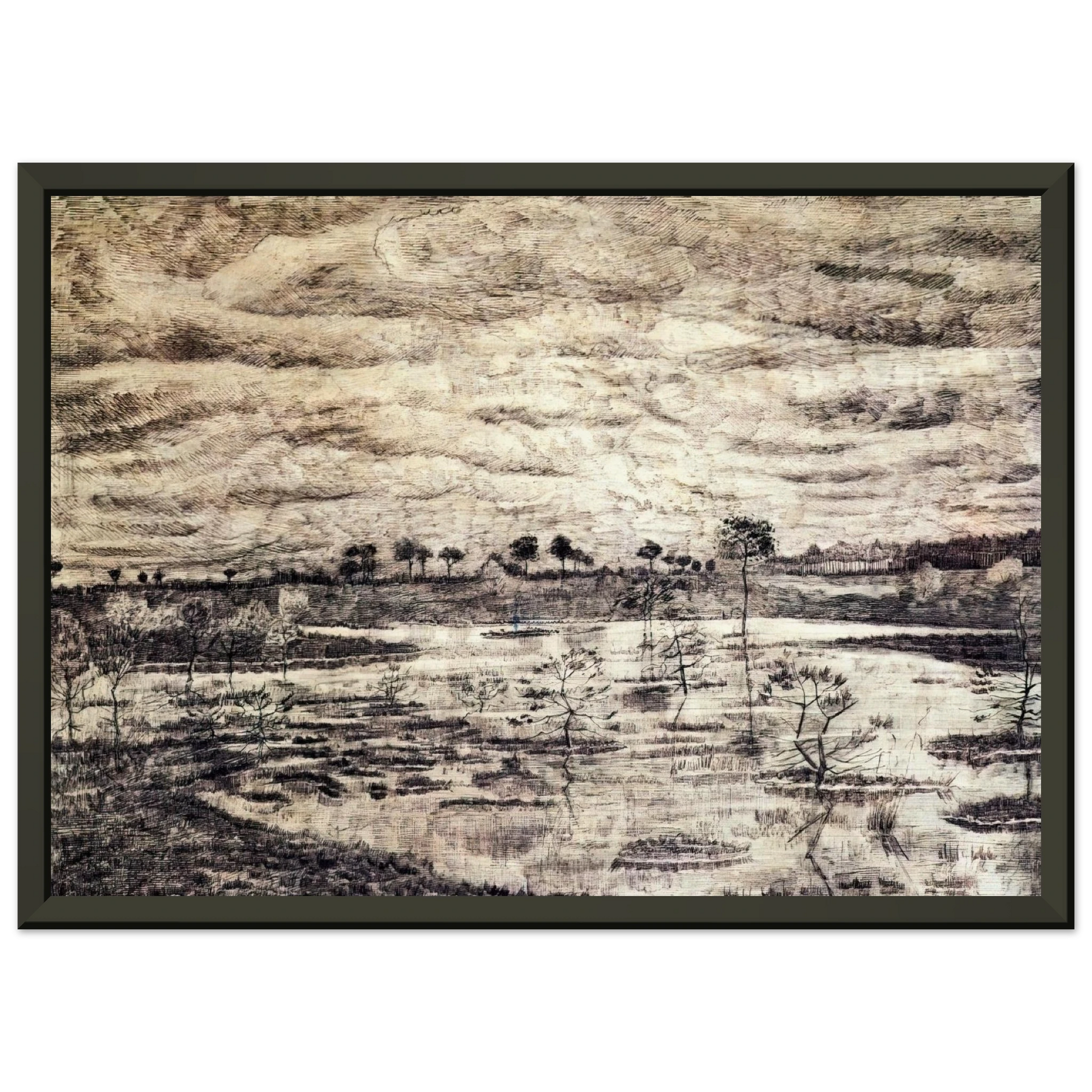 Vincent van Gogh  A Marsh Framed Art Print  - Aluminum Frame - 70x100 cm / 28x40 inches