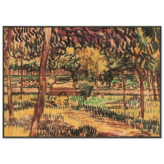 Vincent van Gogh  Trees in the Garden of the Asylum Framed Art Print  - Aluminum Frame - 21x29.7 cm / 8x12"