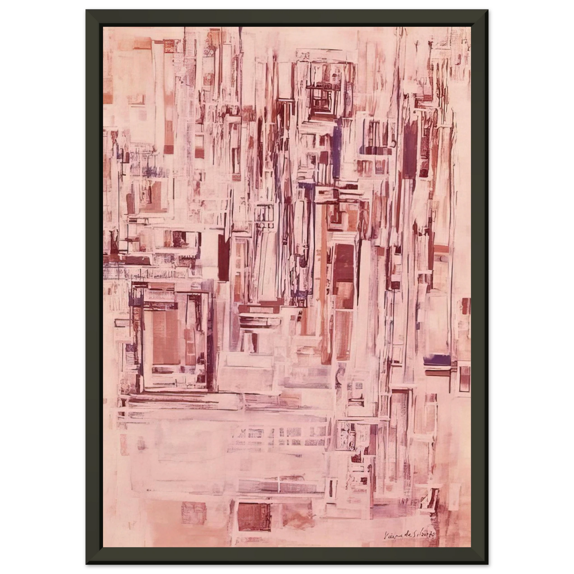 Maria Helena Vieira da Silva  Untitled  1970 Framed Art Print  - Aluminum Frame - 70x100 cm / 28x40 inches