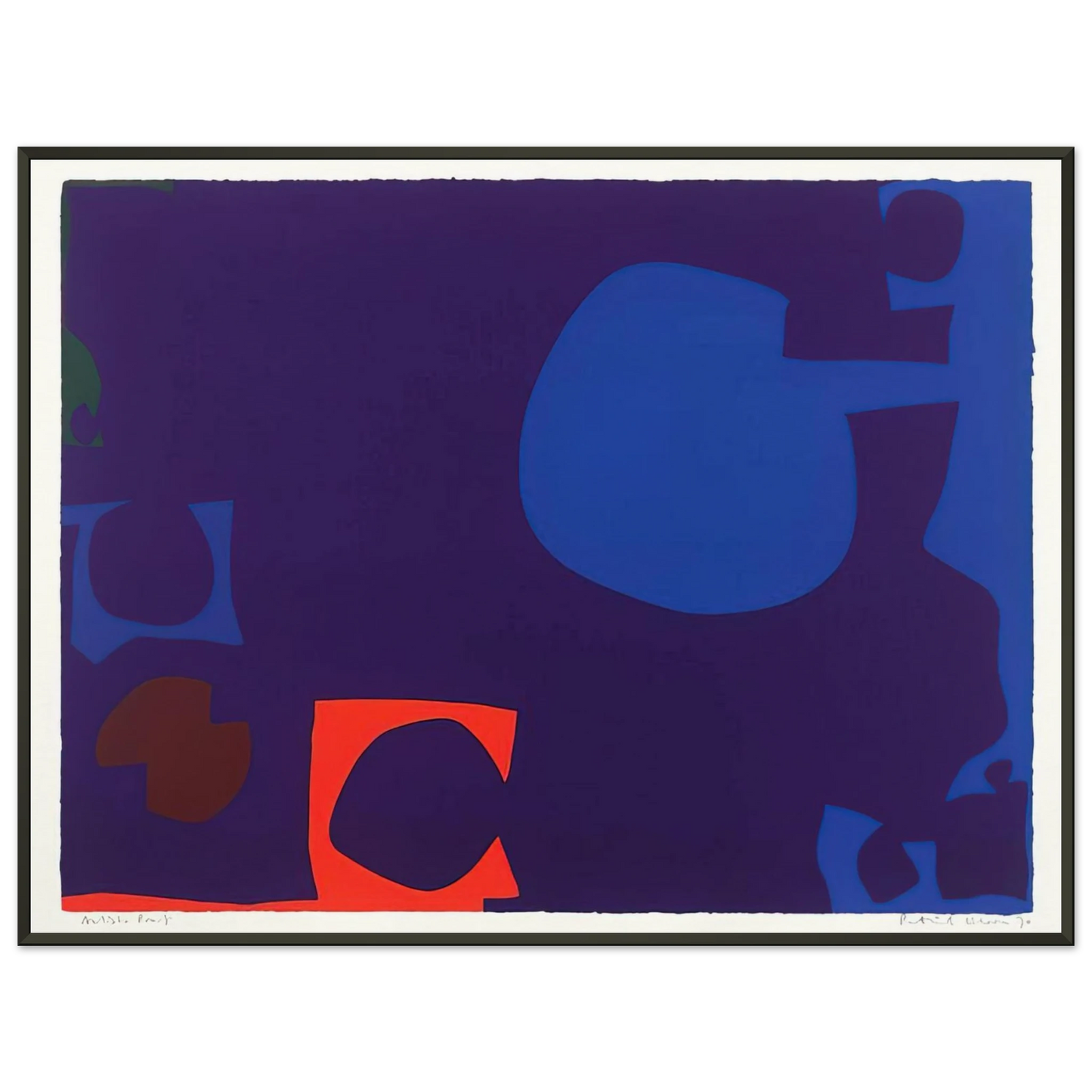 Patrick Heron  Blue and Deep Violet with Orange Brown and Green  1970 Framed Art Print  - Aluminum Frame - 40x50 cm / 16x20 inches