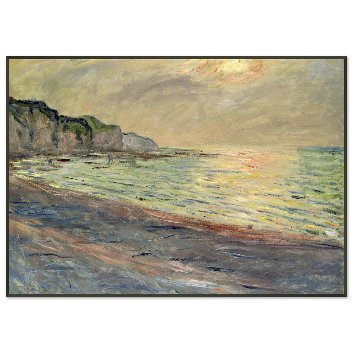 claude monet  Pourville Sunset Framed Art Print  - Aluminum Frame - 21x29.7 cm / 8x12"