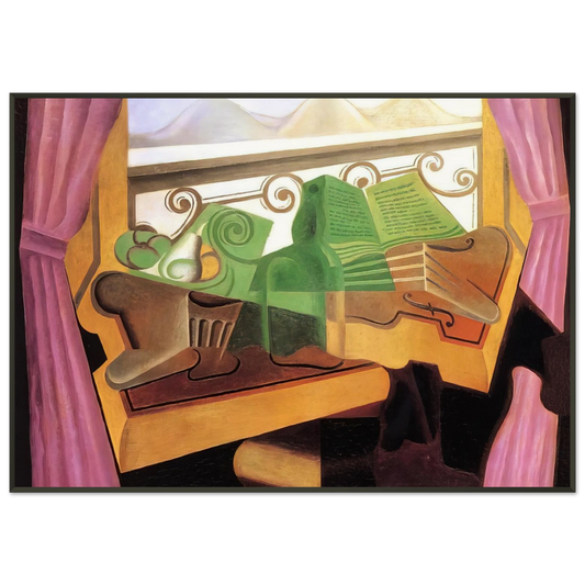 Juan Gris  OPEN WINDOW WITH HILLS 1923 Framed Art Print  - Aluminum Frame - 21x29.7 cm / 8x12"