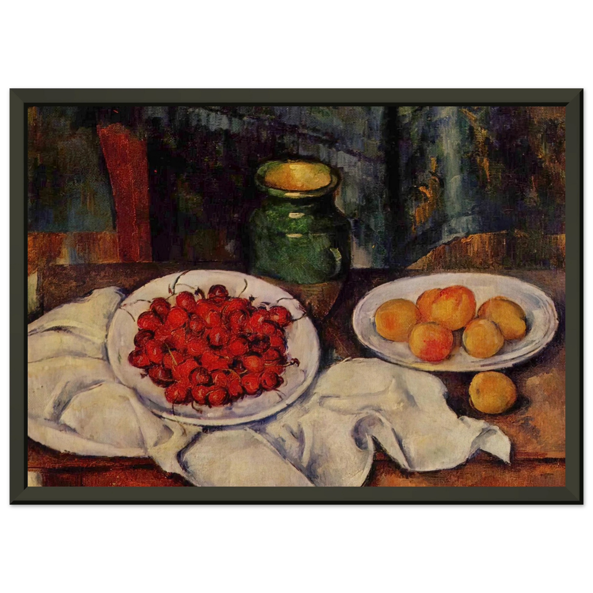 Paul Cezanne  Still Life with a Plate of Cherries Framed Art Print  - Aluminum Frame - 60x80 cm / 24x32 inches