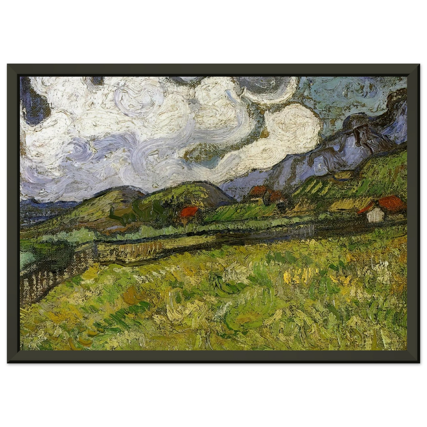 Vincent van Gogh  Wheat Field behind SaintPaul Hospital with a Reaper Framed Art Print  - Aluminum Frame - 60x80 cm / 24x32 inches