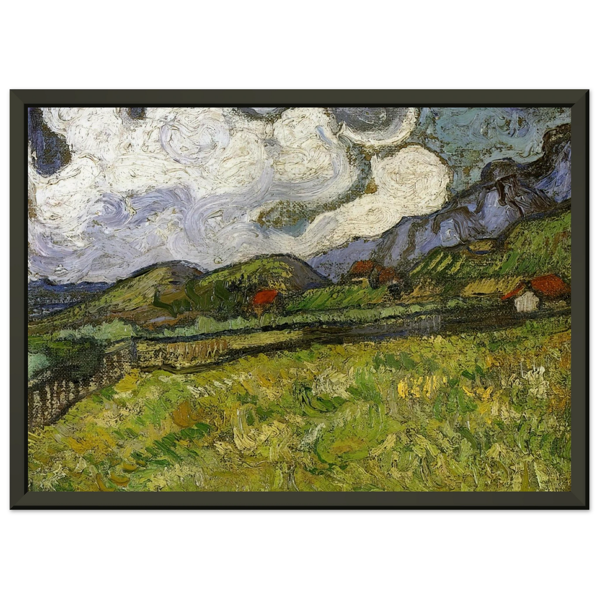 Vincent van Gogh  Wheat Field behind SaintPaul Hospital with a Reaper Framed Art Print  - Aluminum Frame - 60x80 cm / 24x32 inches
