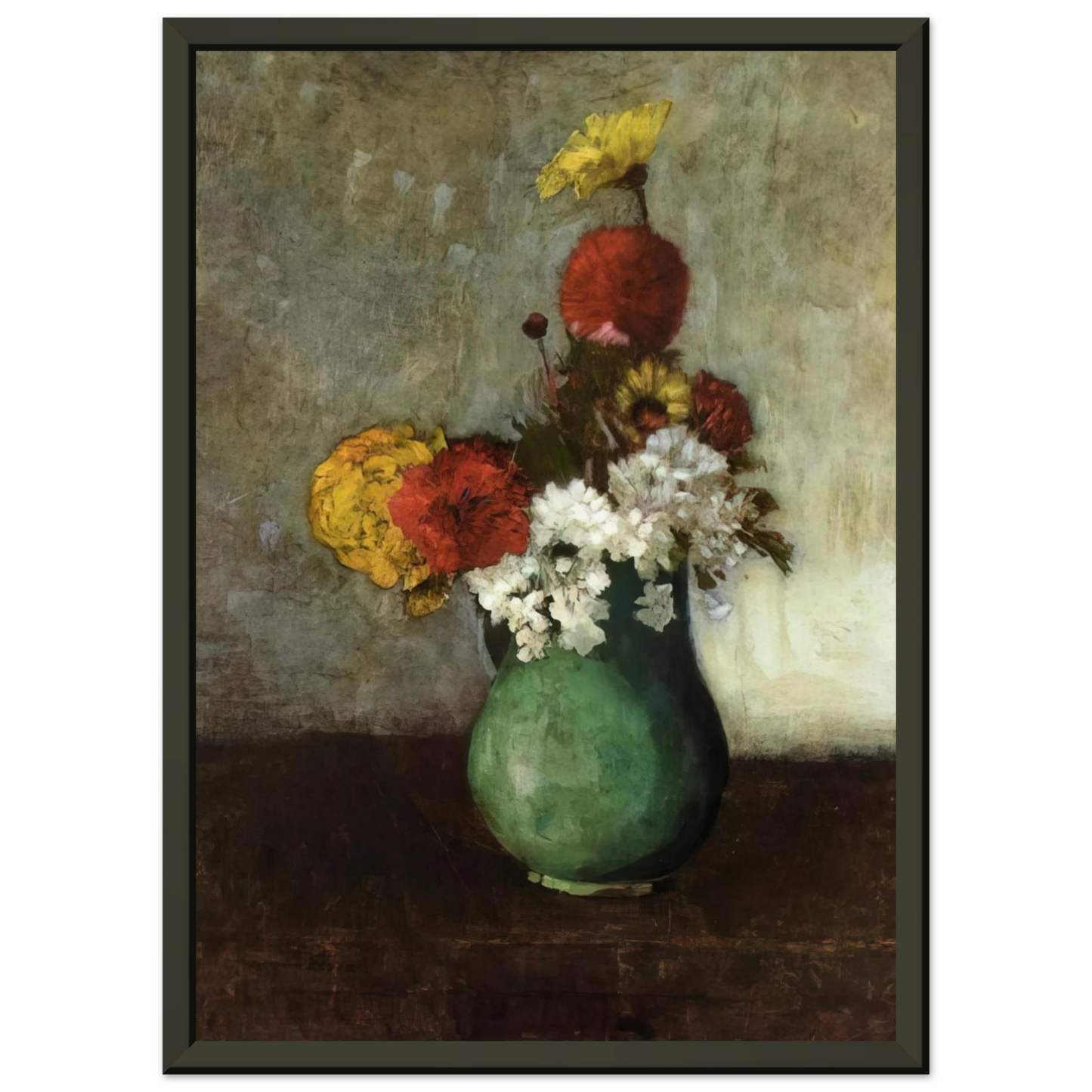 Odilon Redon  VASE OF FLOWERS 1900 Framed Art Print  - Aluminum Frame - 40x50 cm / 16x20 inches