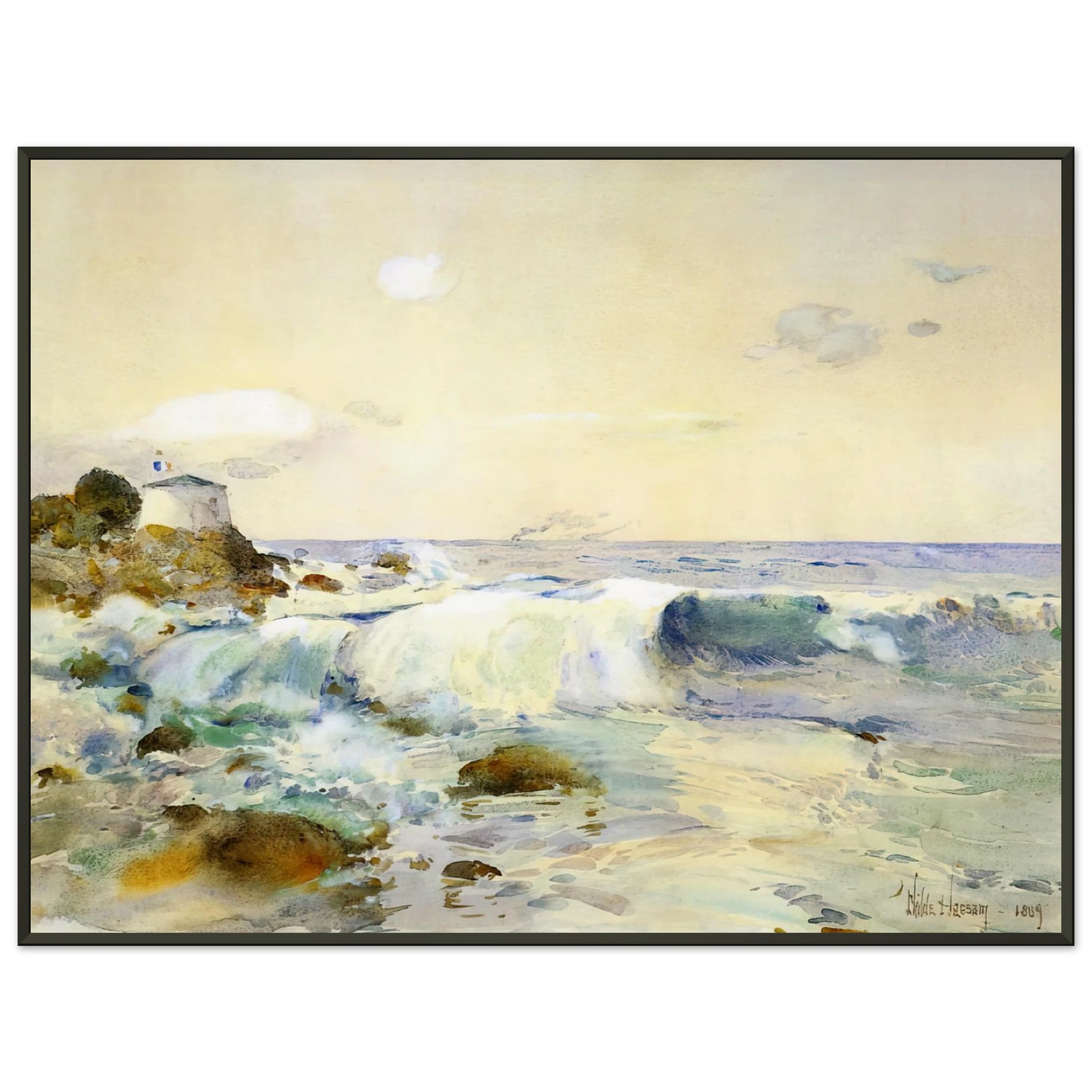 Childe Hassam  On the Brittany Coast Framed Art Print  - Aluminum Frame - 40x50 cm / 16x20 inches