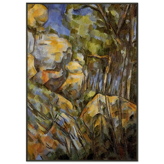 Paul Cezanne  Rocks near the Caves below the Chateau Noir Framed Art Print  - Aluminum Frame - 21x29.7 cm / 8x12"