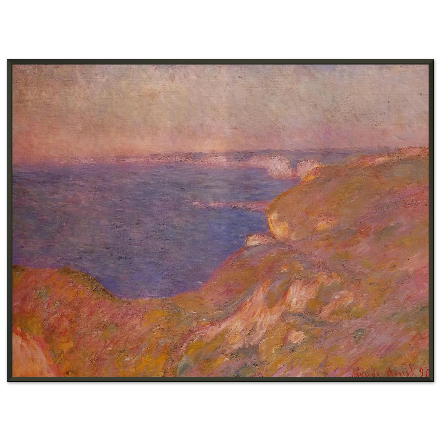 claude monet  Cliff near Dieppe Framed Art Print  - Aluminum Frame - 60x80 cm / 24x32 inches