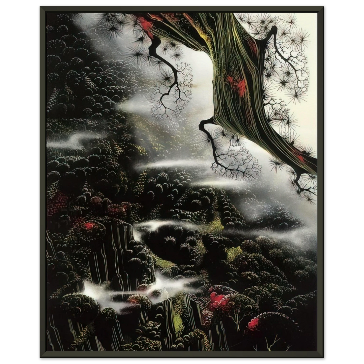 Eyvind Earle  Wisps of Fog and Branch Framed Art Print  - Aluminum Frame - 70x100 cm / 28x40 inches