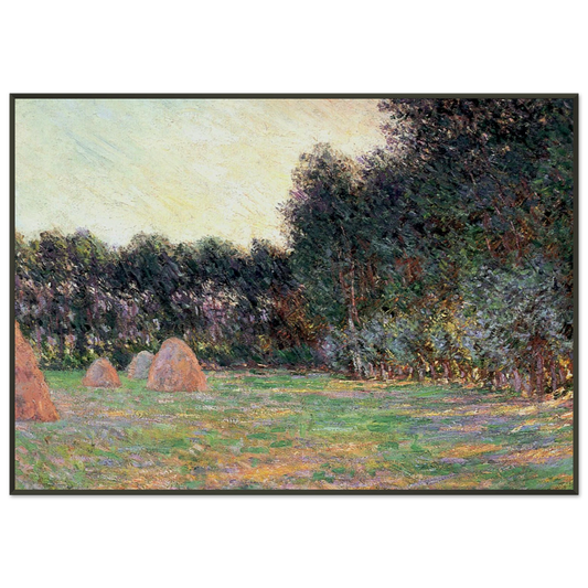 claude monet  Meadow with Haystacks near Giverny Framed Art Print  - Aluminum Frame - 21x29.7 cm / 8x12"