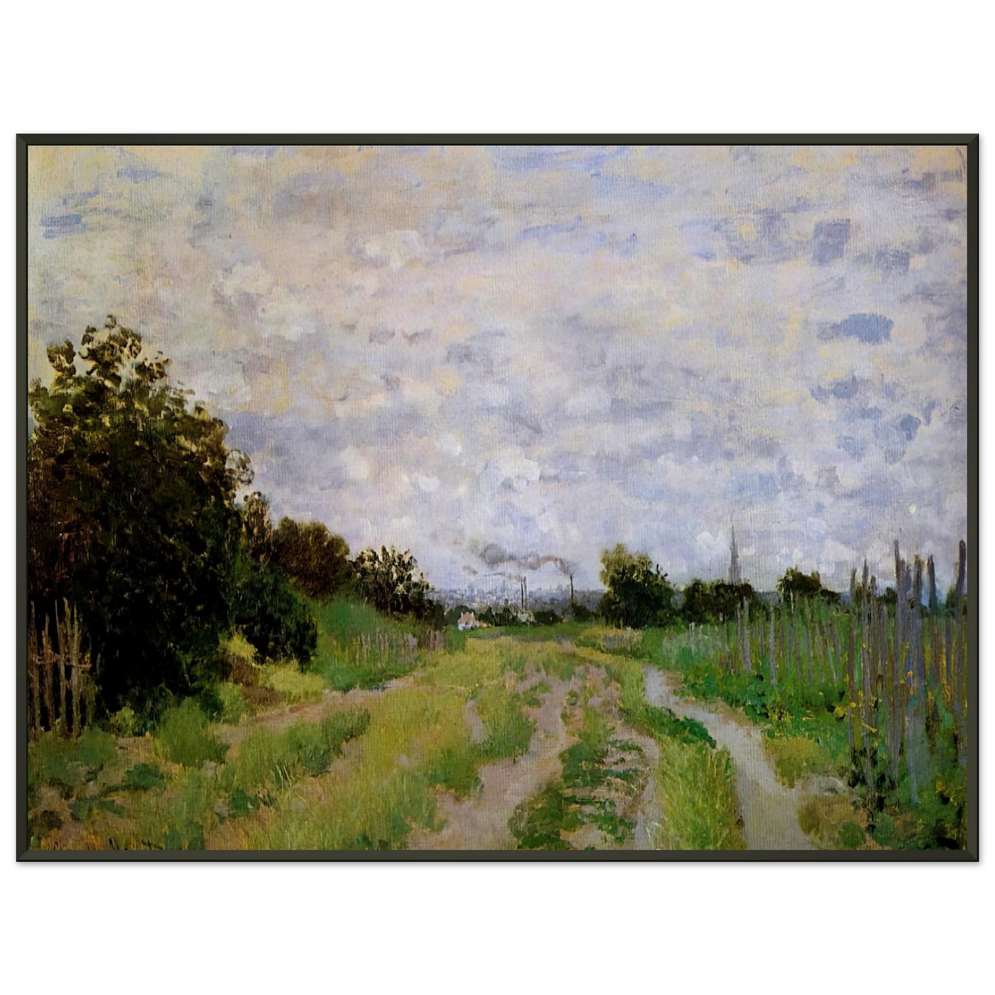 claude monet  Lane in the Vineyards at Argenteuil Framed Art Print  - Aluminum Frame - 40x50 cm / 16x20 inches