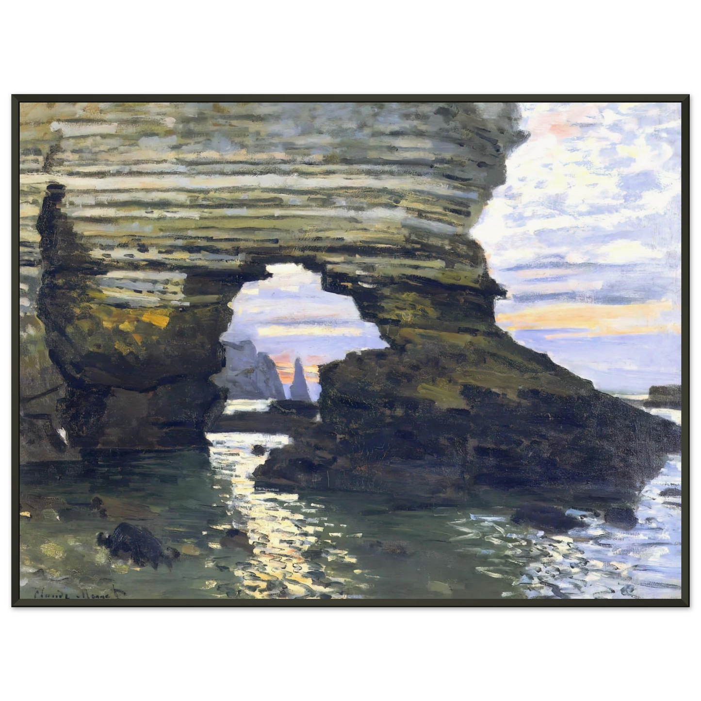 claude monet  Port d Amount Etretat Framed Art Print  - Aluminum Frame - 60x80 cm / 24x32 inches