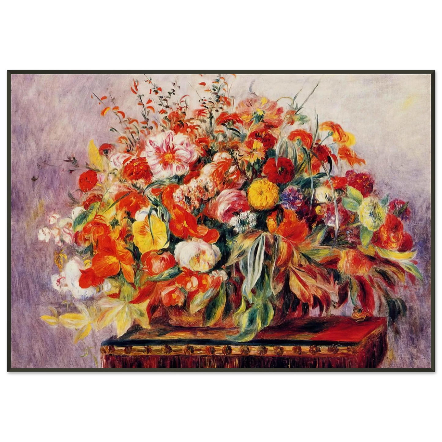 PierreAuguste Renoir  Basket of Flowers Framed Art Print  - Aluminum Frame - 21x29.7 cm / 8x12"