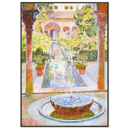 Theo van Rysselberghe  THE GARDENS OF GENERALIFE IN GRENADA 1913 Framed Art Print  - Aluminum Frame - 21x29.7 cm / 8x12"