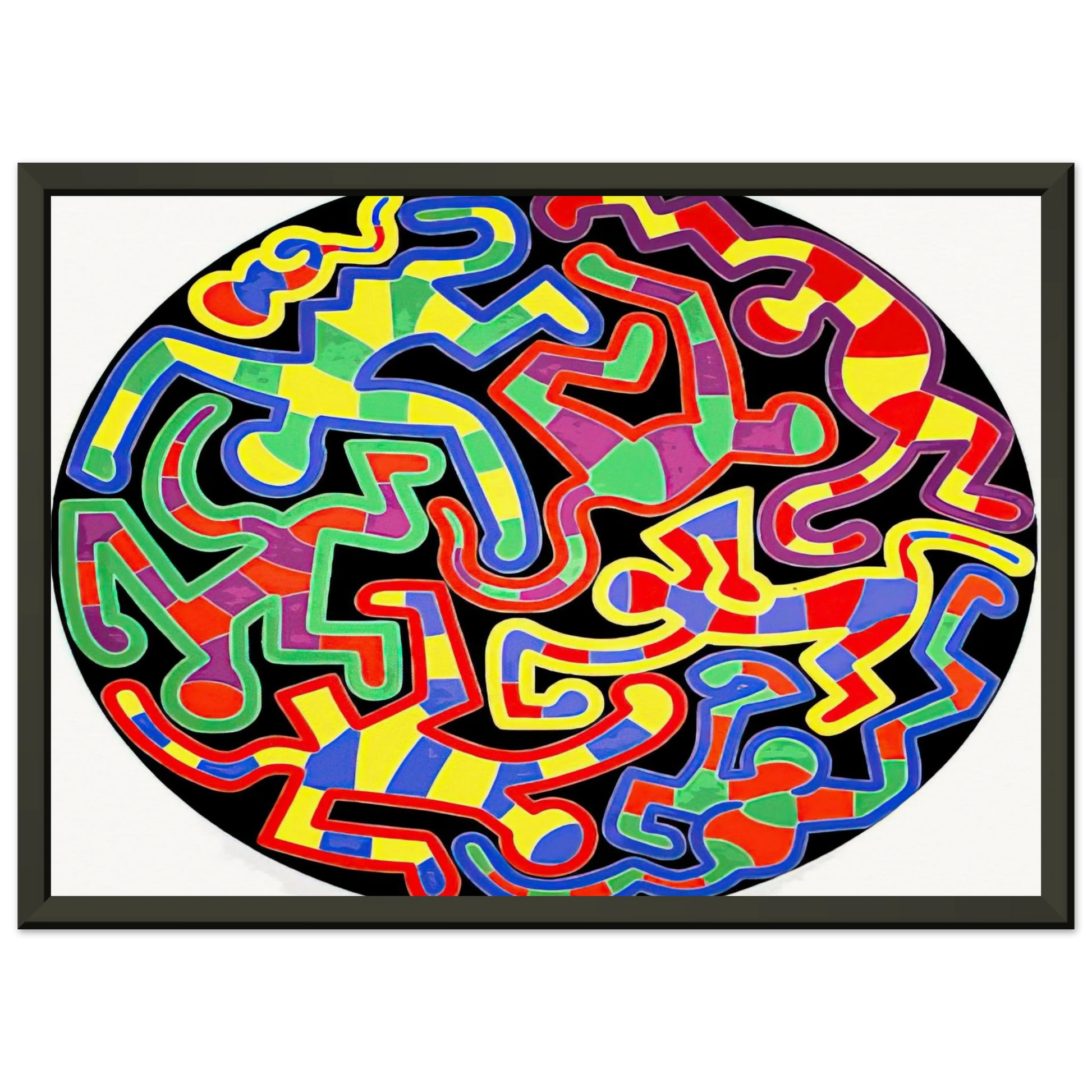 Keith Haring  MONKEY PUZZLE 1988 Framed Art Print  - Aluminum Frame - 60x80 cm / 24x32 inches