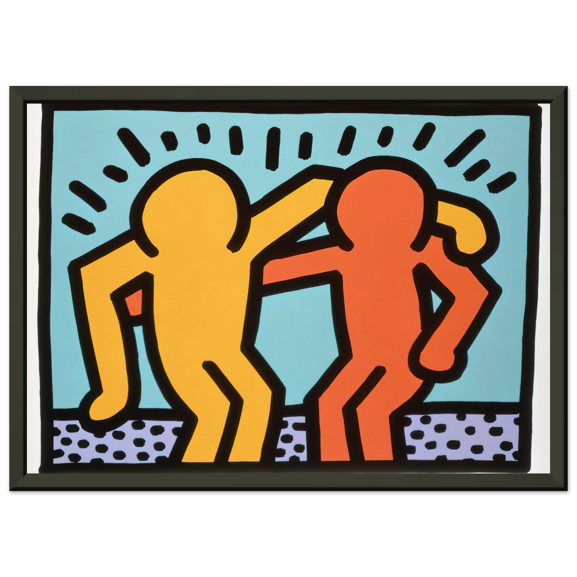 Keith Haring  BEST BUDDIES 1990 Framed Art Print  - Aluminum Frame - 40x50 cm / 16x20 inches