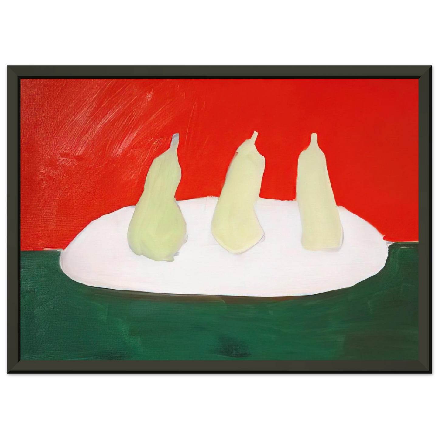 Nicolas de Stael  Nature morte poires fond vert et orange  Art Informel Framed Art Print  - Aluminum Frame - 60x80 cm / 24x32 inches