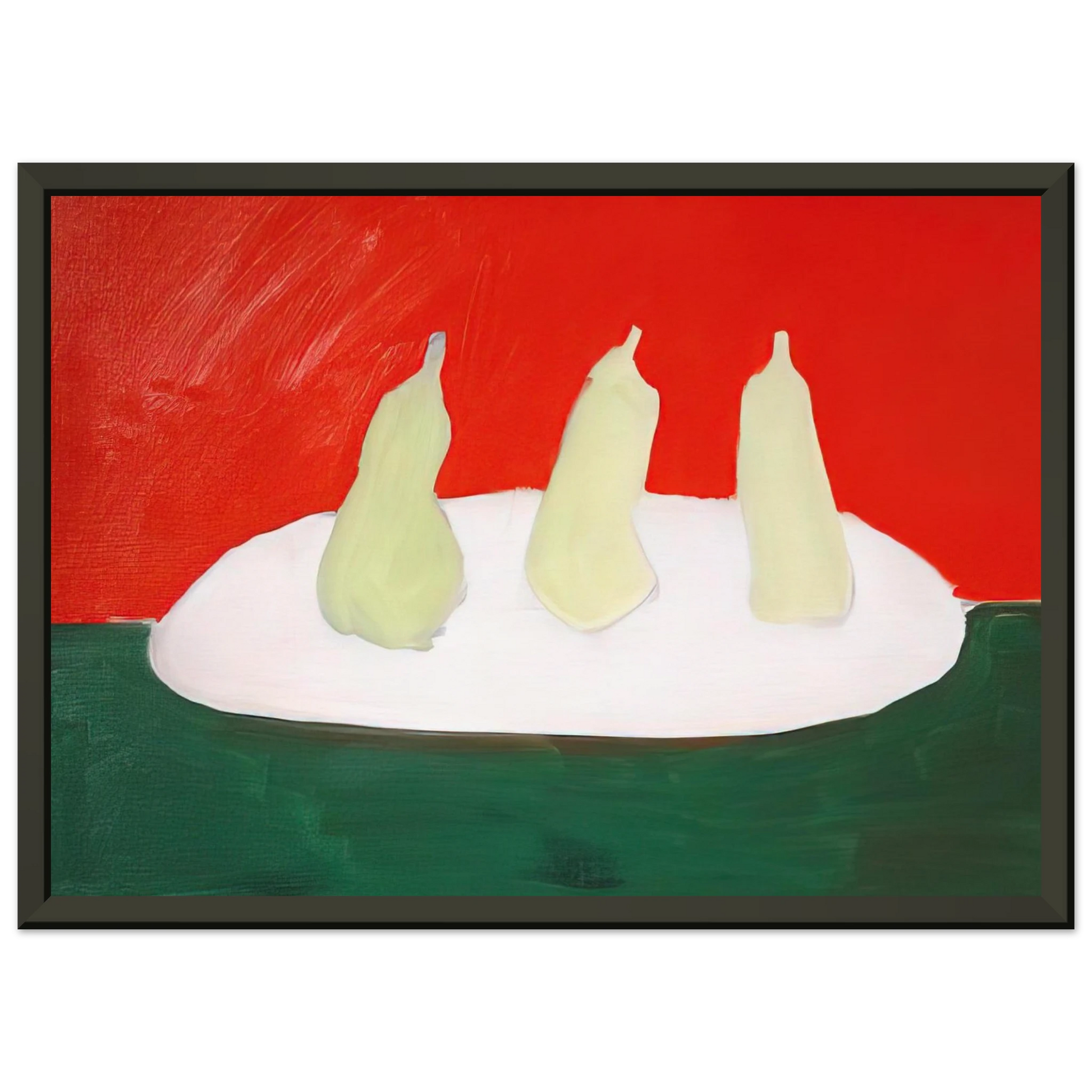 Nicolas de Stael  Nature morte poires fond vert et orange  Art Informel Framed Art Print  - Aluminum Frame - 60x80 cm / 24x32 inches
