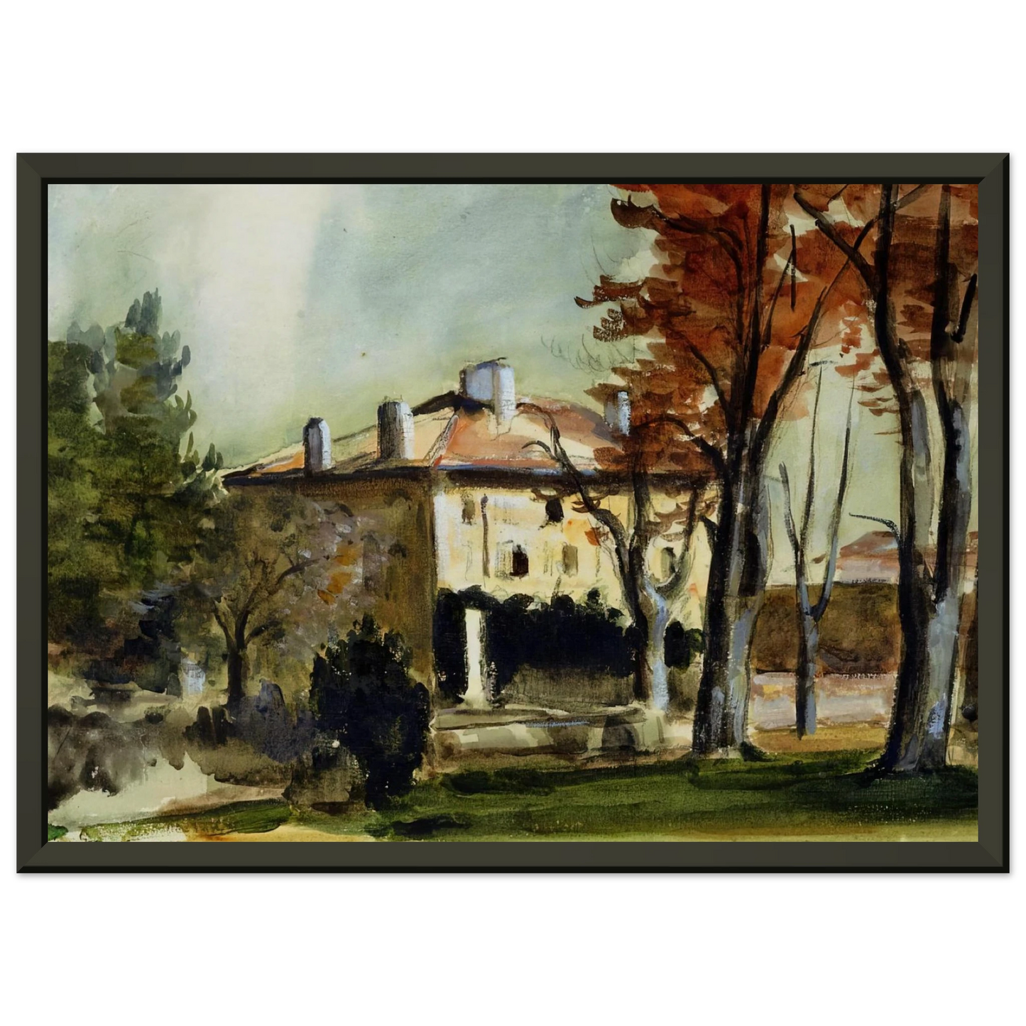 Paul Cezanne  The Manor House at Jas de Bouffan Framed Art Print  - Aluminum Frame - 60x80 cm / 24x32 inches