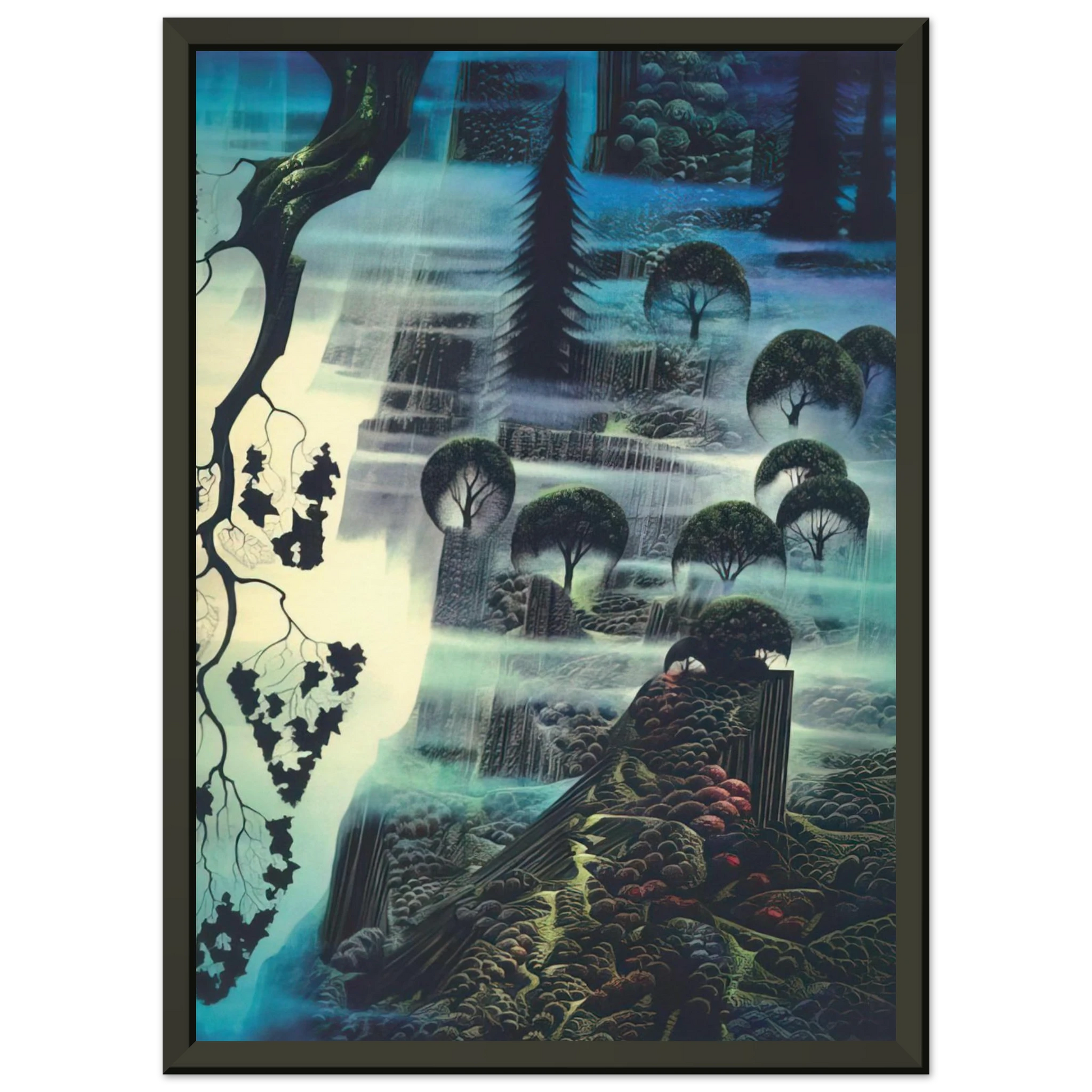 Eyvind Earle  Surf Wind and Fog Framed Art Print  - Aluminum Frame - 40x50 cm / 16x20 inches