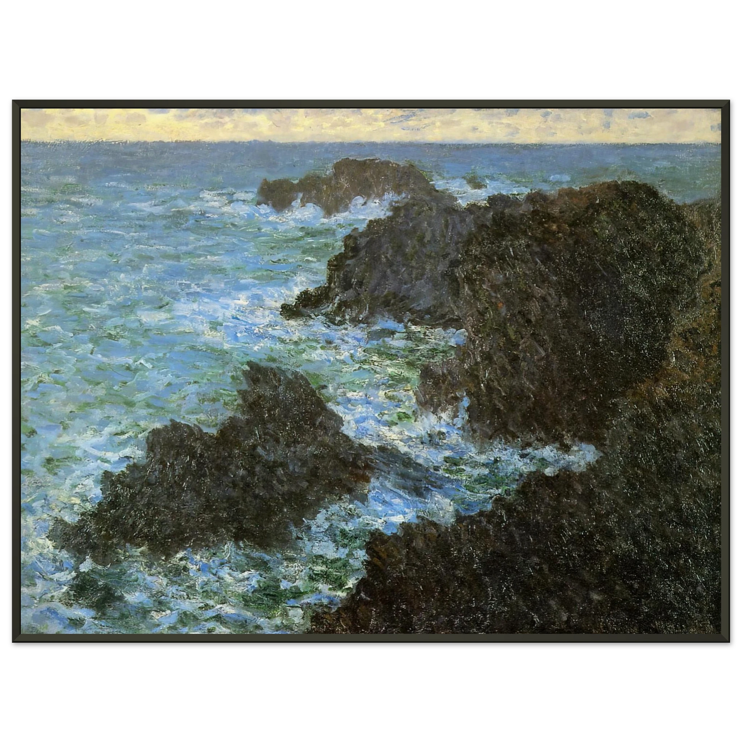 claude monet  The rocks of BelleIle Framed Art Print  - Aluminum Frame - 60x80 cm / 24x32 inches