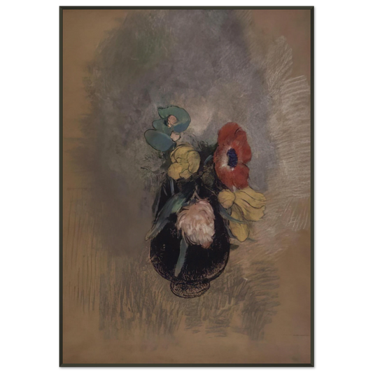 Odilon Redon  ANEMONES AND TULIPS Framed Art Print  - Aluminum Frame - 21x29.7 cm / 8x12"