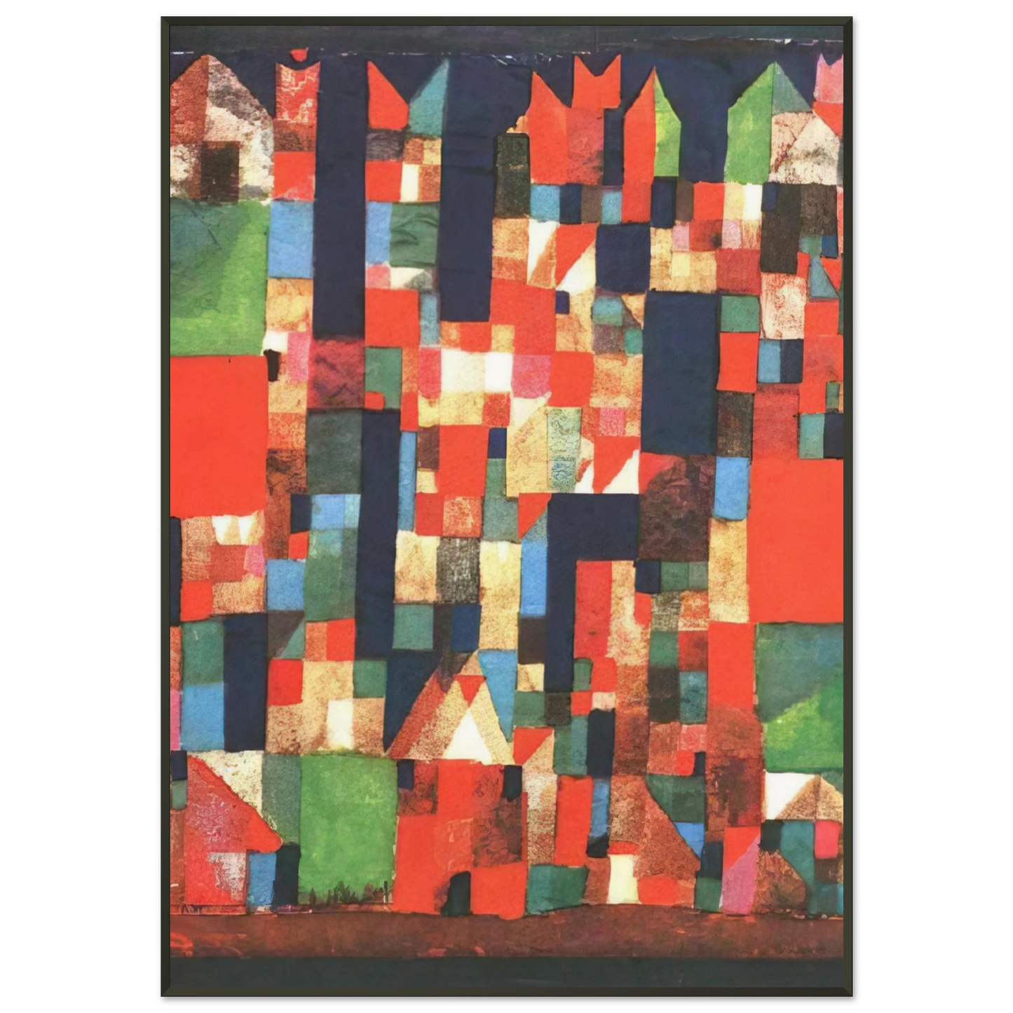 Paul Klee  CITY PICTURE WITH RED AND GREEN ACCENTS 1921 Framed Art Print  - Aluminum Frame - 21x29.7 cm / 8x12"