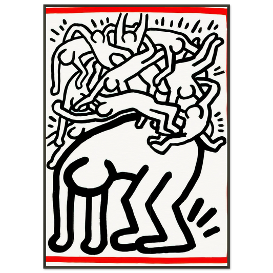 Keith Haring  FIGHT AIDS WORLDWIDE 1990 Framed Art Print  - Aluminum Frame - 21x29.7 cm / 8x12"
