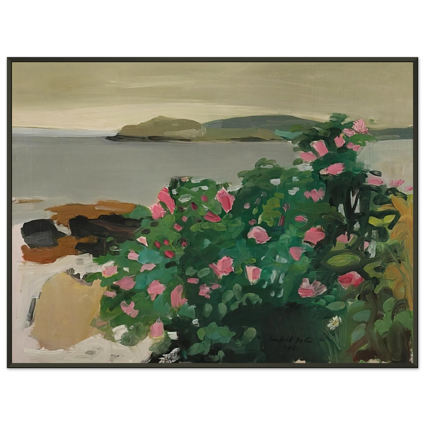 Fairfield Porter  WILD ROSES 1961 Framed Art Print  - Aluminum Frame - 70x100 cm / 28x40 inches