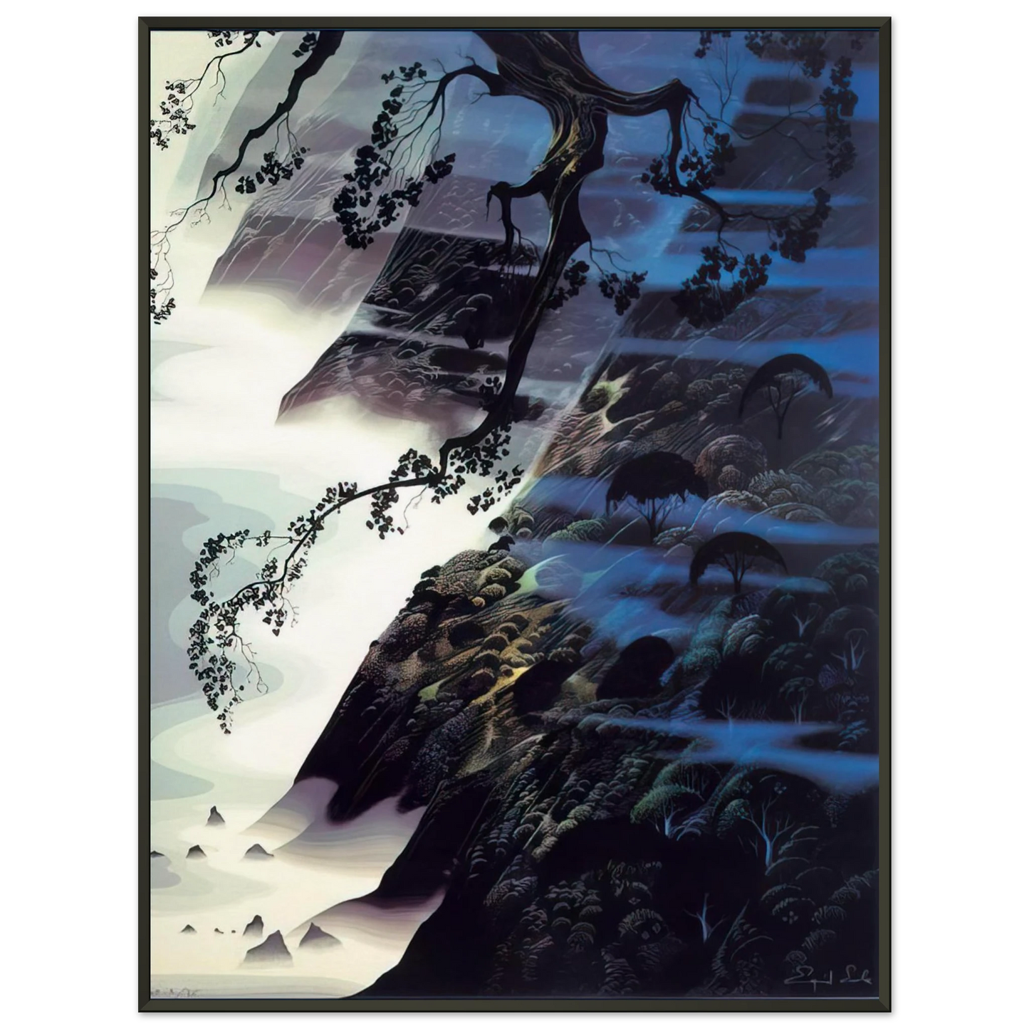 Eyvind Earle  Sea Wind and Fog Framed Art Print  - Aluminum Frame - 70x100 cm / 28x40 inches