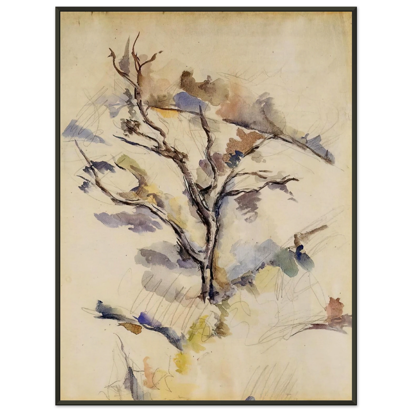 Paul Cezanne  The Oak Framed Art Print  - Aluminum Frame - 60x80 cm / 24x32 inches