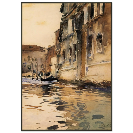 John Singer Sargent  Venetian Canal Palazzo Corner Framed Art Print  - Aluminum Frame - 21x29.7 cm / 8x12"